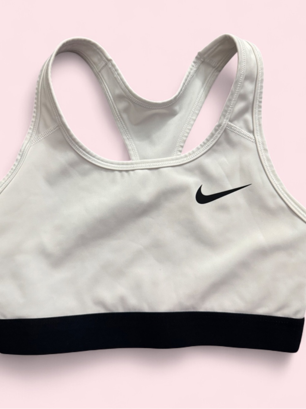 Nike White and Black Racerback Sports Crop